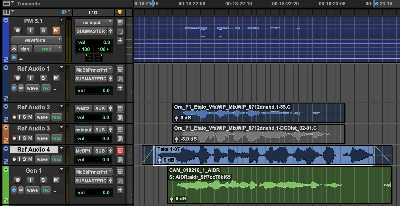 Record the line yourself, or use a stand-in. Select that clip. (1) Your recording; (2) The original.