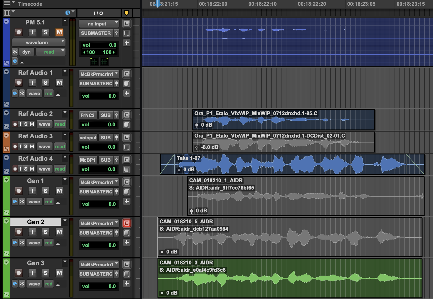 Spot both. Mute what you do not send. (1) Starts where your recording starts; (2) Muted takes stay out of the review.
